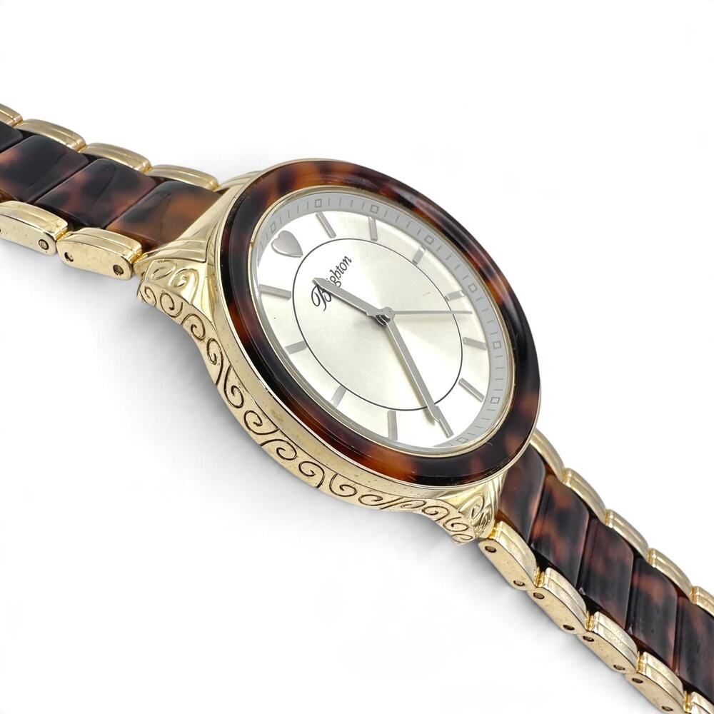 Brighton Carpinteria Tortoise Gold Tone Chunky Watch New Battery